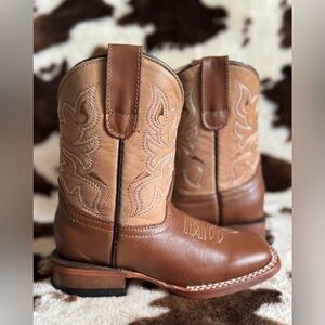 Kids Honey Brown Western Cowboy Boots